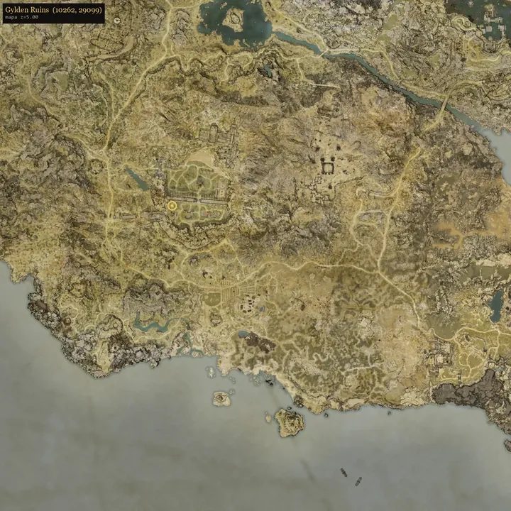 Gylden Ruinsの地図の画面。