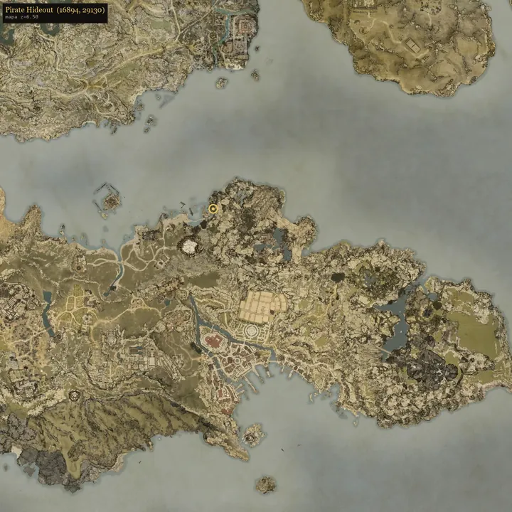 Pirate Hideoutの地図の画面。
